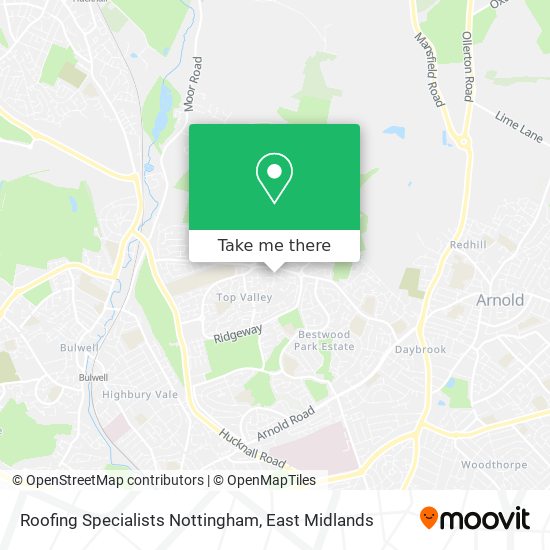 Roofing Specialists Nottingham map