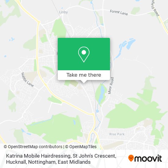 Katrina Mobile Hairdressing, St John's Crescent, Hucknall, Nottingham map