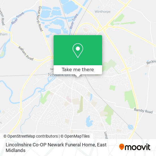 Lincolnshire Co-OP Newark Funeral Home map