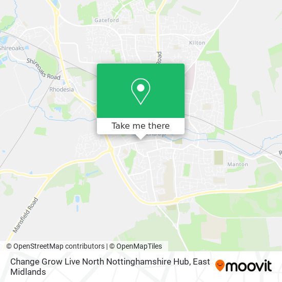 Change Grow Live North Nottinghamshire Hub map