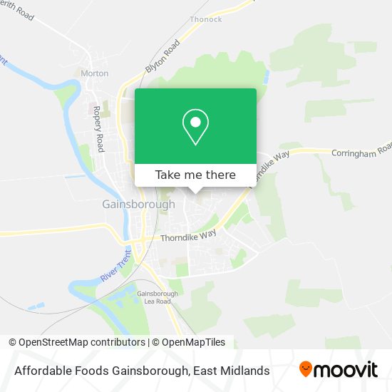 Affordable Foods Gainsborough map