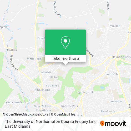 The University of Northampton Course Enquiry Line map