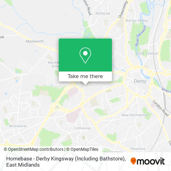 Homebase - Derby Kingsway (Including Bathstore) map