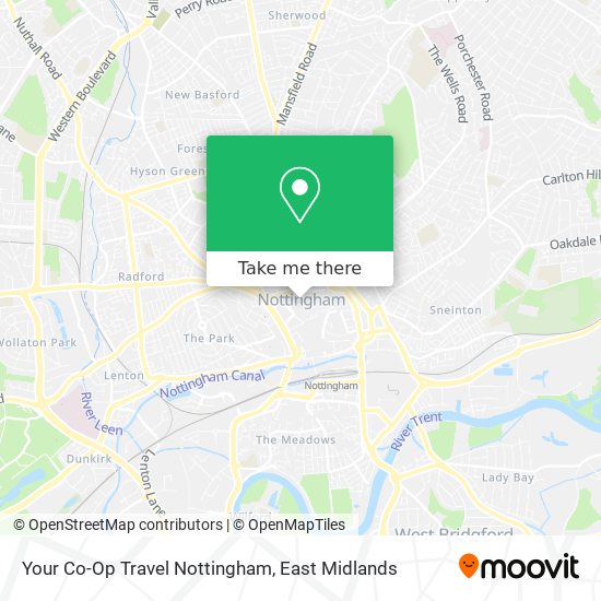 Your Co-Op Travel Nottingham map