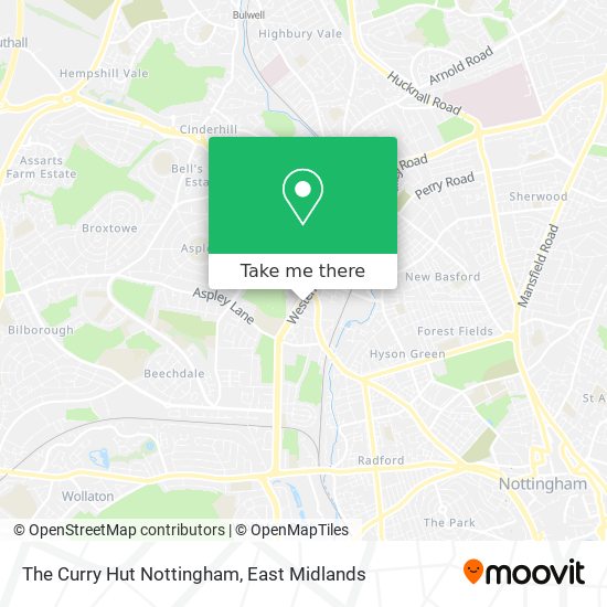 The Curry Hut Nottingham map