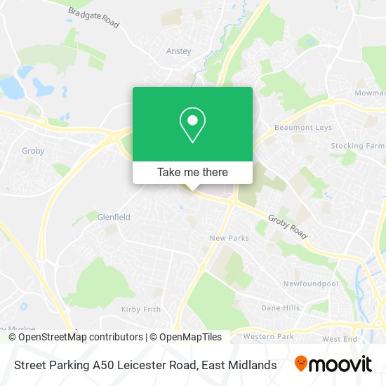 Street Parking A50 Leicester Road map