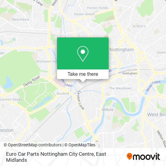 Euro Car Parts Nottingham City Centre map