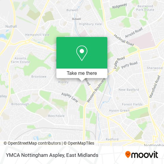 YMCA Nottingham Aspley map