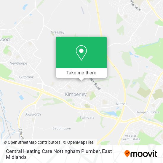 Central Heating Care Nottingham Plumber map