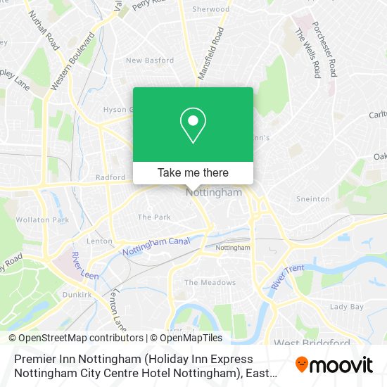 Premier Inn Nottingham (Holiday Inn Express Nottingham City Centre Hotel Nottingham) map