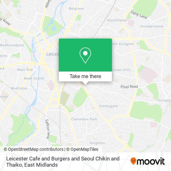 Leicester Cafe and Burgers and Seoul Chikin and Thaiko map