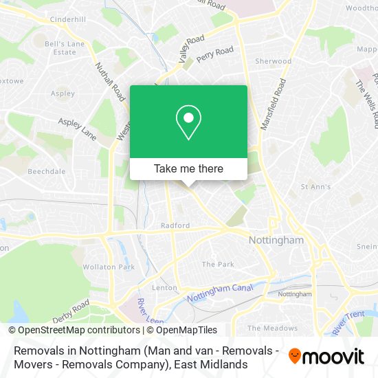 Removals in Nottingham (Man and van - Removals - Movers - Removals Company) map