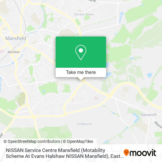 NISSAN Service Centre Mansfield (Motability Scheme At Evans Halshaw NISSAN Mansfield) map