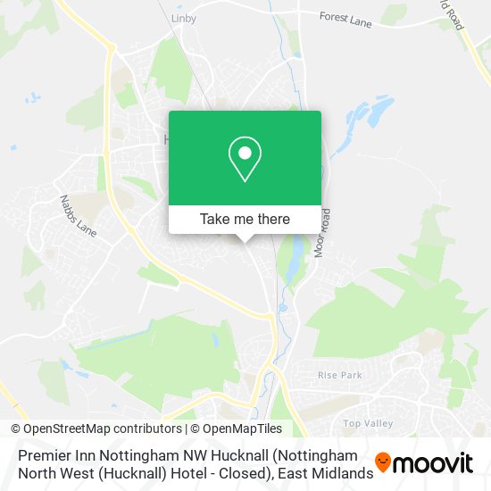 Premier Inn Nottingham NW Hucknall (Nottingham North West (Hucknall) Hotel - Closed) map