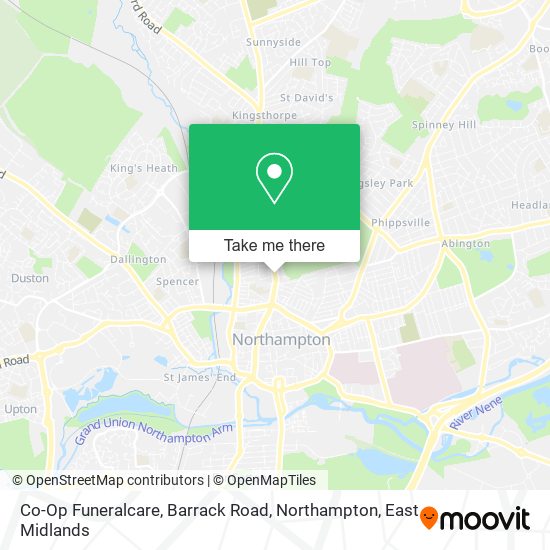 Co-Op Funeralcare, Barrack Road, Northampton map