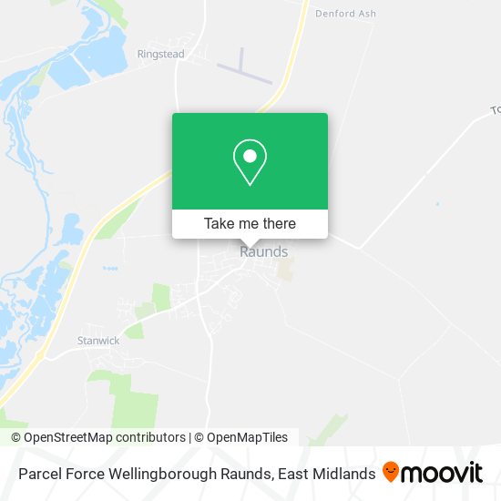 Parcel Force Wellingborough Raunds map