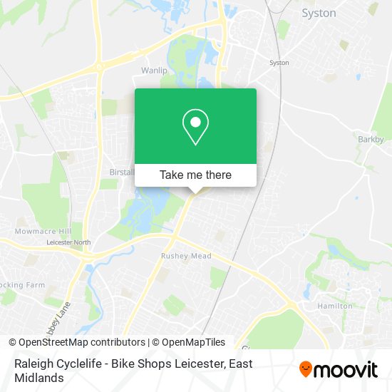 Raleigh Cyclelife - Bike Shops Leicester map