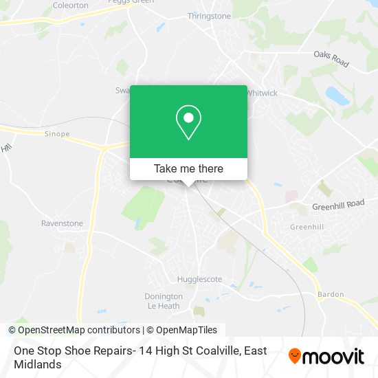 One Stop Shoe Repairs- 14 High St Coalville map