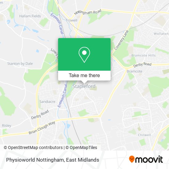 Physioworld Nottingham map