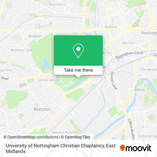 University of Nottingham Christian Chaplaincy map