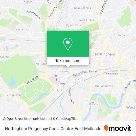 Nottingham Pregnancy Crisis Centre map