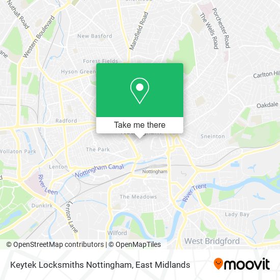 Keytek Locksmiths Nottingham map