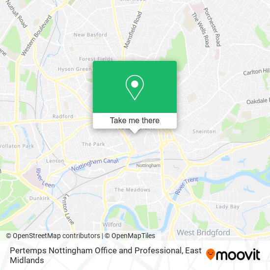Pertemps Nottingham Office and Professional map