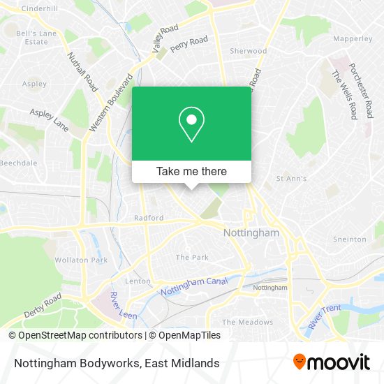 Nottingham Bodyworks map