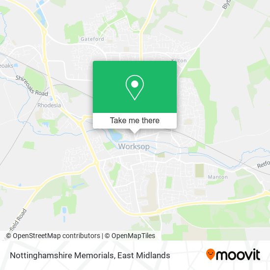 Nottinghamshire Memorials map