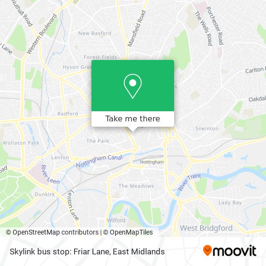 Skylink bus stop: Friar Lane map