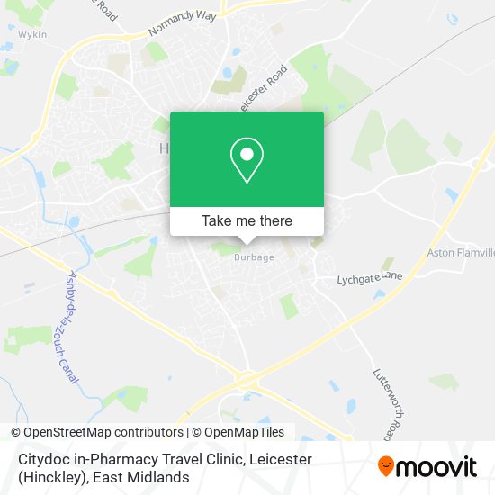 Citydoc in-Pharmacy Travel Clinic, Leicester (Hinckley) map