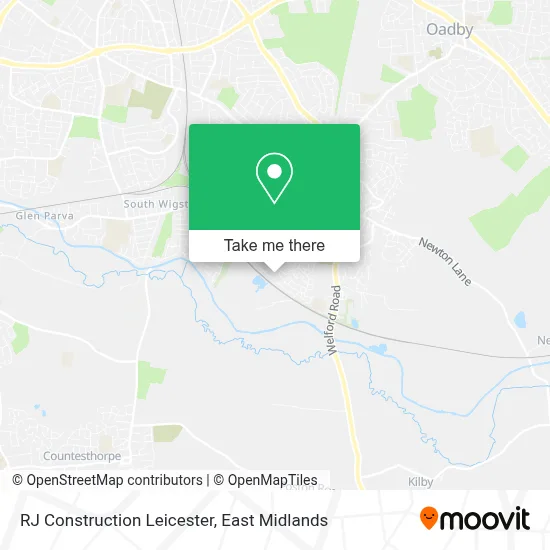 RJ Construction Leicester map