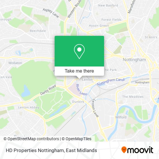 HD Properties Nottingham map