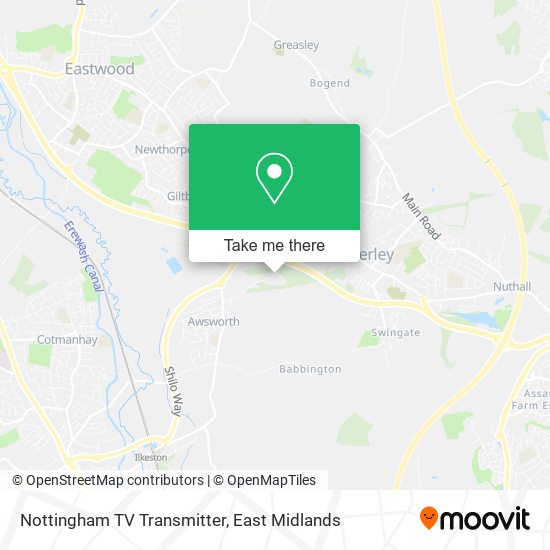 Nottingham TV Transmitter map