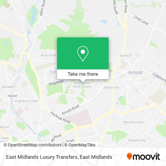 East Midlands Luxury Transfers map