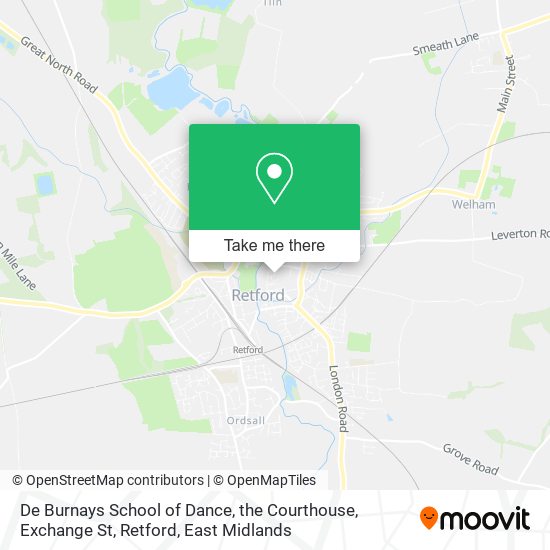 De Burnays School of Dance, the Courthouse, Exchange St, Retford map