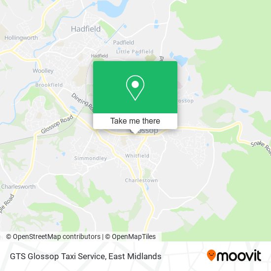 GTS Glossop Taxi Service map