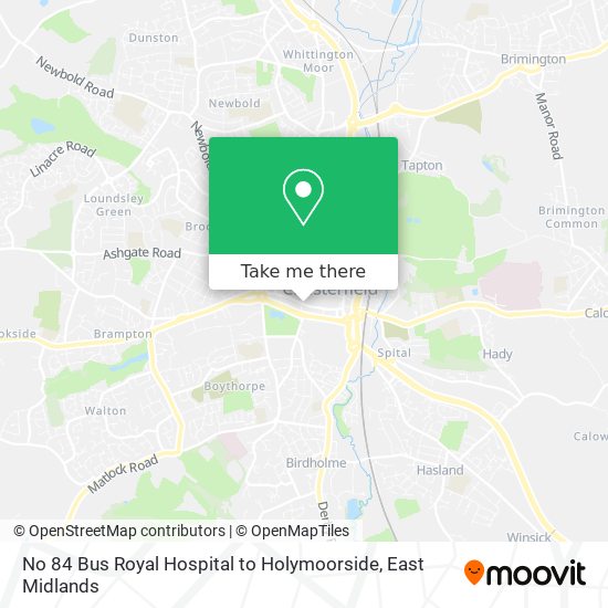 No 84 Bus Royal Hospital to Holymoorside map