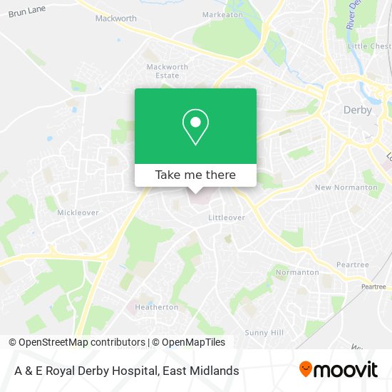 A & E Royal Derby Hospital map