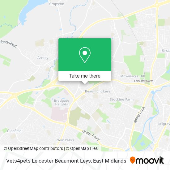 Vets4pets Leicester Beaumont Leys map