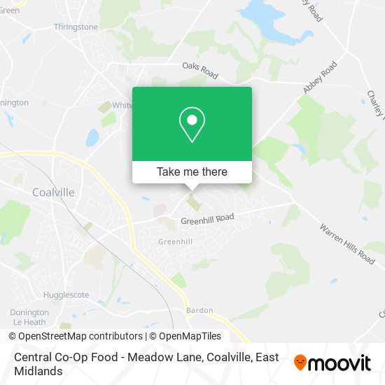 Central Co-Op Food - Meadow Lane, Coalville map