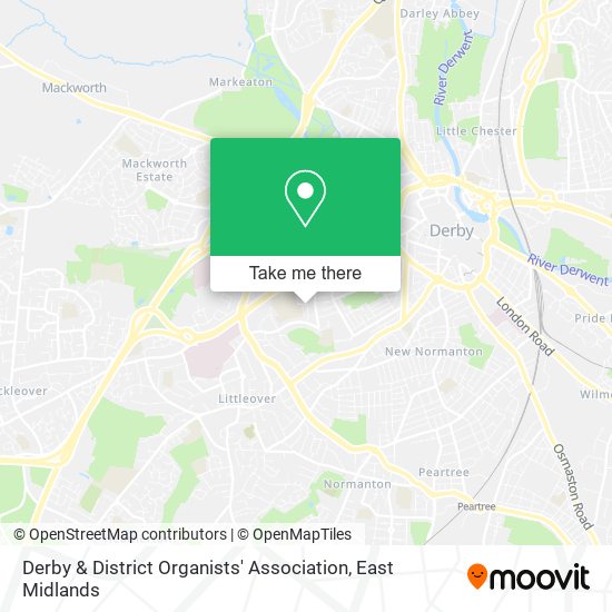Derby & District Organists' Association map
