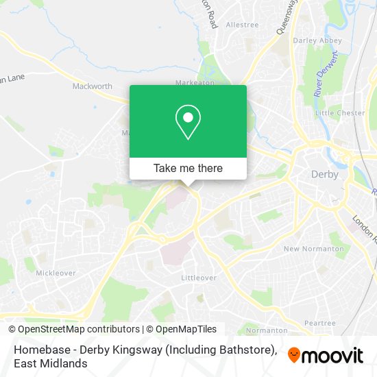 Homebase - Derby Kingsway (Including Bathstore) map