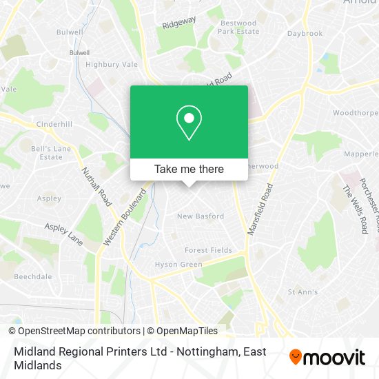Midland Regional Printers Ltd - Nottingham map