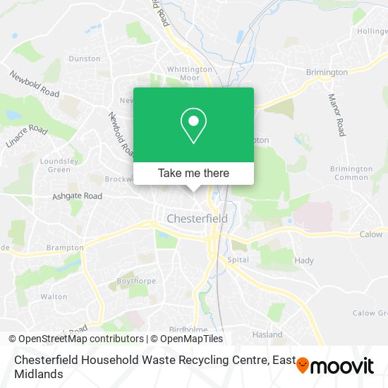 Chesterfield Household Waste Recycling Centre map