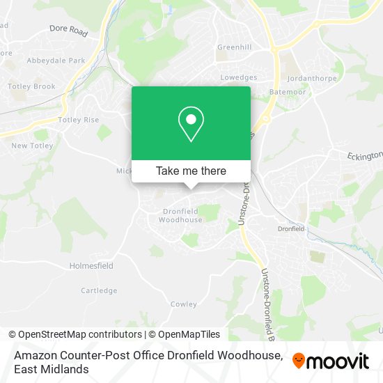 Amazon Counter-Post Office Dronfield Woodhouse map