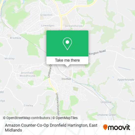 Amazon Counter-Co-Op Dronfield Hartington map