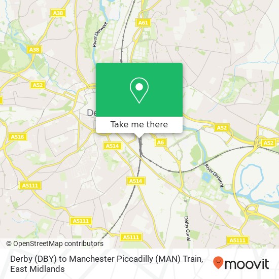 Derby (DBY) to Manchester Piccadilly (MAN) Train map