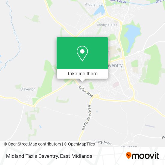 Midland Taxis Daventry map