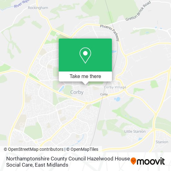 Northamptonshire County Council Hazelwood House Social Care map